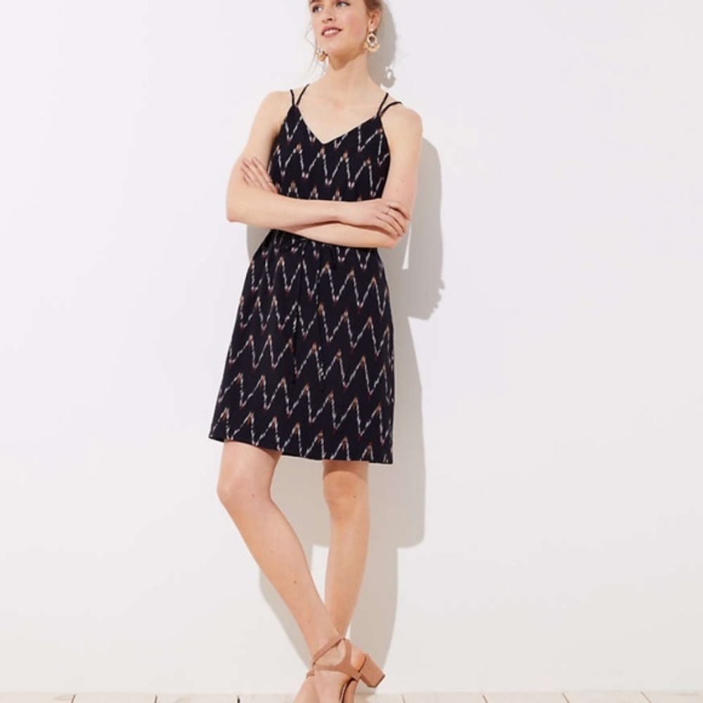 LOFT Zig Zag Strappy Cami Dress sz 14